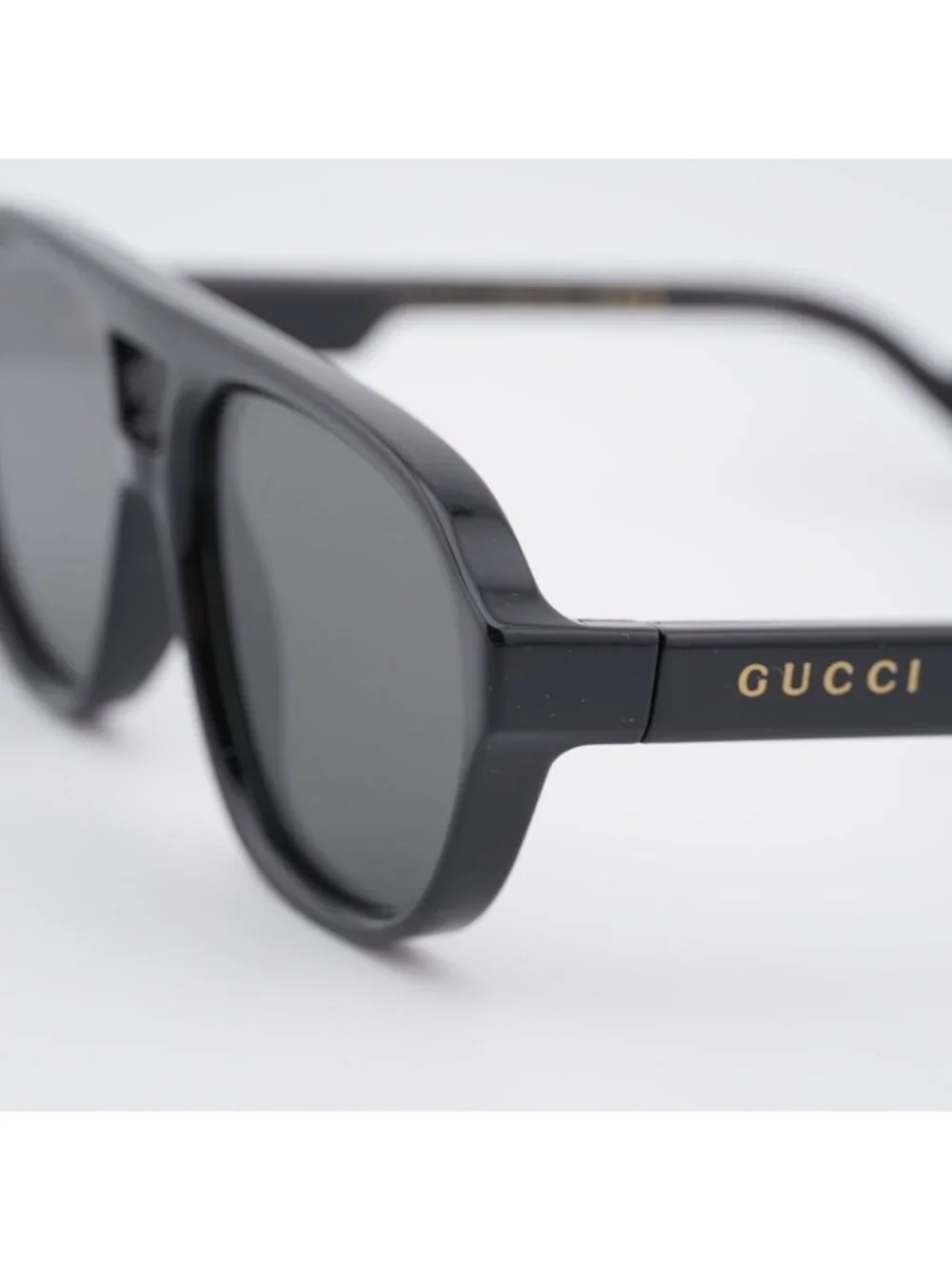 Gucci GG1239S 004 Sunglasses Black Aviator Frame, Grey Lenses